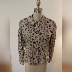 Handmade Vtg Cottagecore Pleated Button-Up